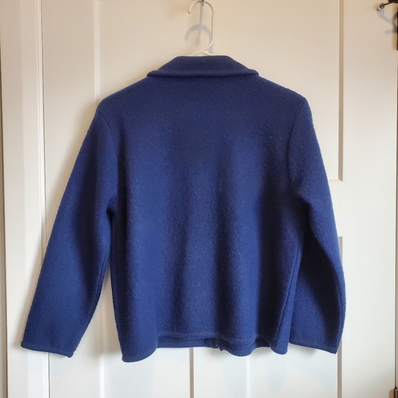 EUC Vintage Talbots Wool Sweater Zipper Jacket Petite Small Blue - Picture 2 of 8